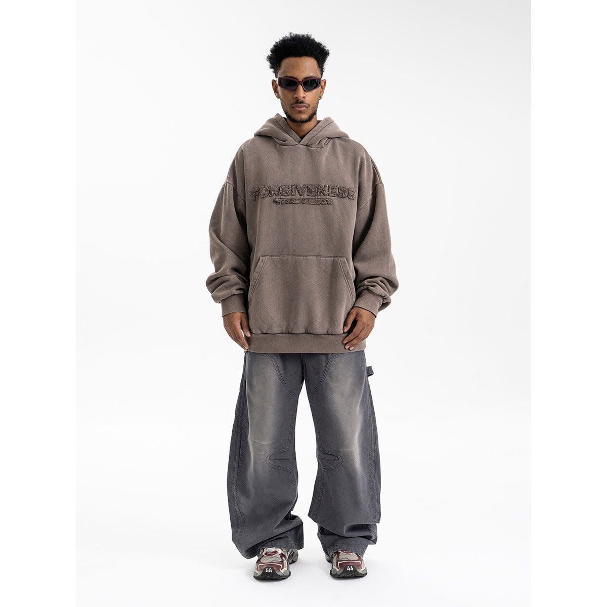 Embroidery Letter Minimalist Hoodie for Men