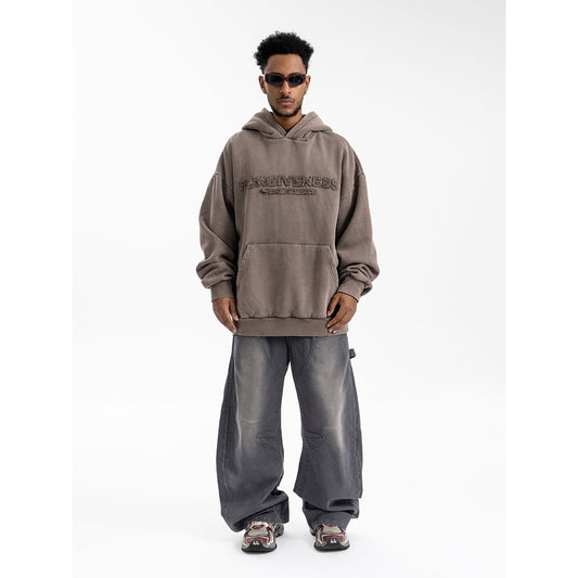 Embroidery Letter Minimalist Hoodie for Men