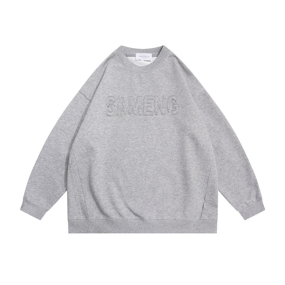 Round Neck Pullover Hoodie Men Simple Trendy Oversized Top Outerwear