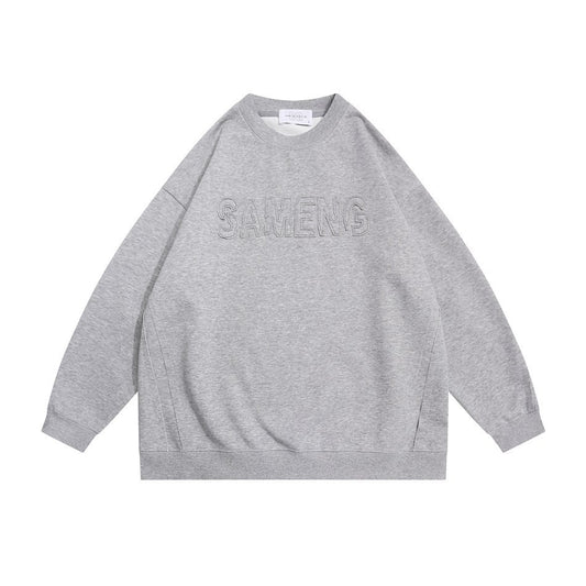 Round Neck Pullover Hoodie Men Simple Trendy Oversized Top Outerwear