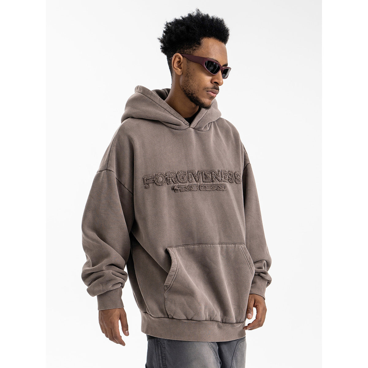 Embroidery Letter Minimalist Hoodie for Men