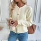 Solid Color Metal Button Short Knit Cardigan Sweater for Women