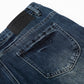 Washed denim micro pull pants