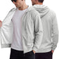 Men's Heavyweight Jacquard Waffle Hooded Loose Open Cardigan Sweatshirt