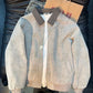 Style Tie-Dye PU Leather Jacket with Turn-Down Collar
