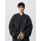 Dark gray Henry collar hoodie for men in spring and autumn