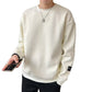Men's Casual Relaxed Fit Long Sleeve Crew Neck Heavyweight Ribbed Striped Sweatshirt
