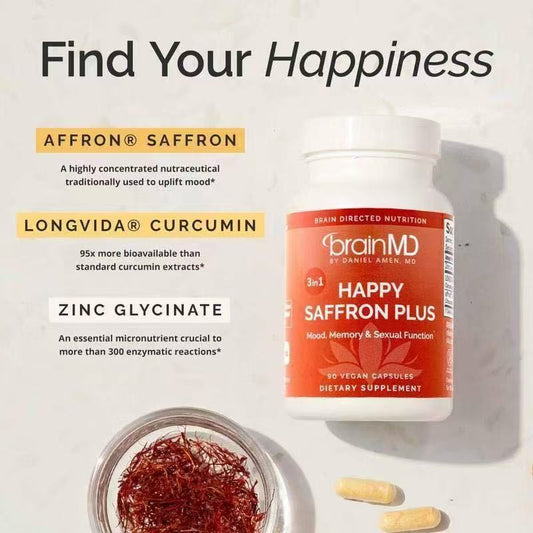 HAPPY SAFFRON PLUS Saffron Capsules for Mood Support and Wellness
